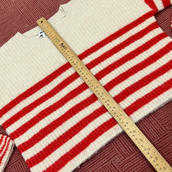 William Rast women’s small Cream with red stripes chunky Knit WOOL blend Sweater - Picture 7 of 13